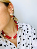 Oyster With Coral Branch Earrings